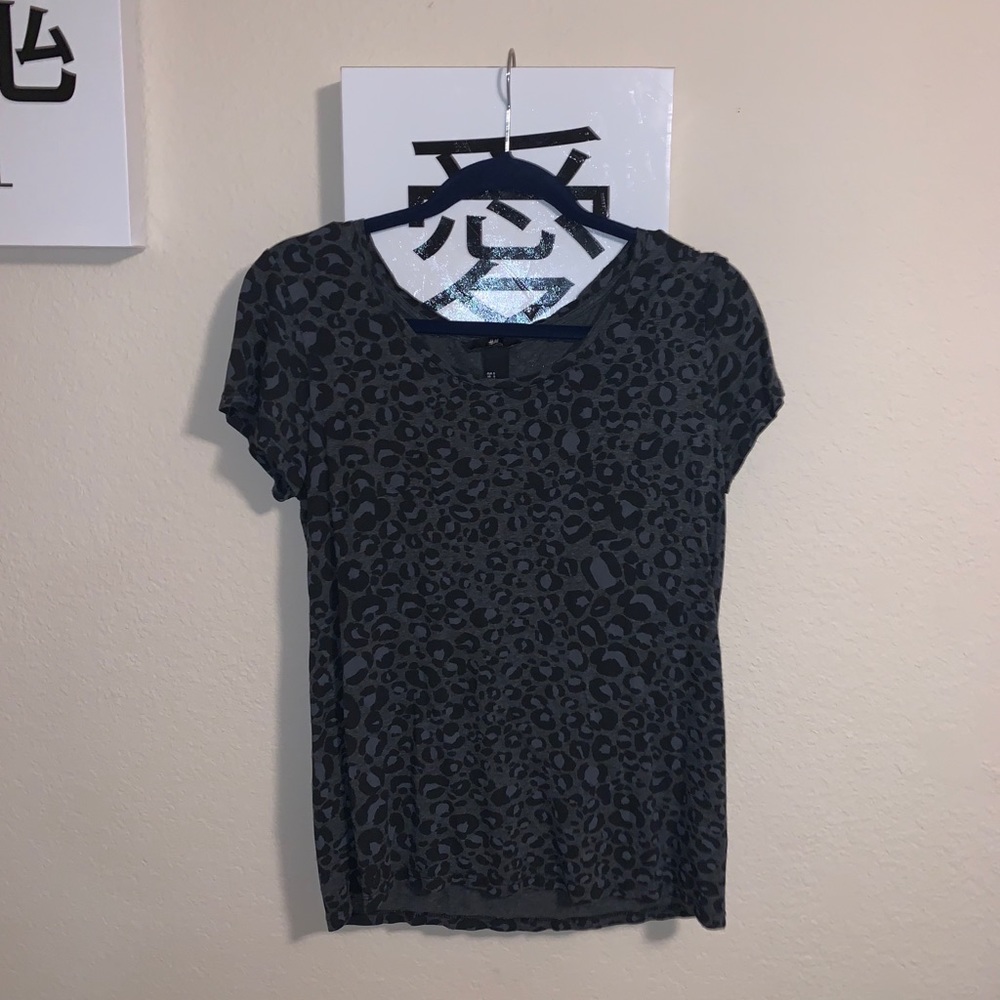 black and gray cheetah shirt